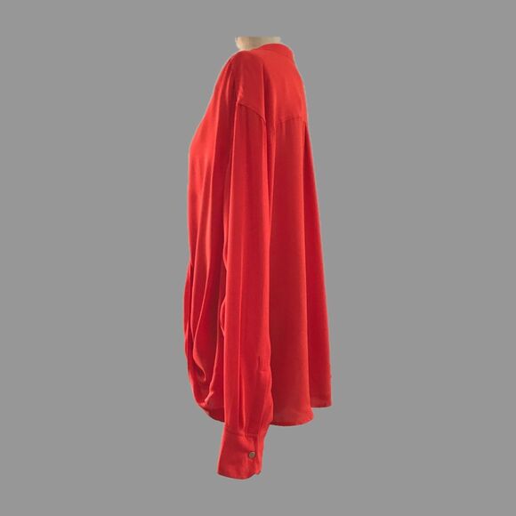 A.L.C. Red Silk Long Sleeve Draped Lightweight Holiday Blouse Top NEW - 18 - Picture 3 of 9